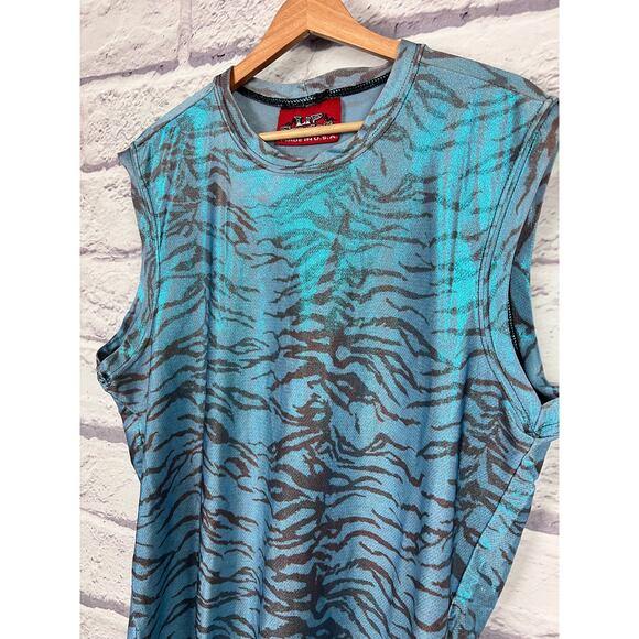 Lip Service Womens XL Vintage Y2K Goth Punk Rave Glam Tiger Stripe Muscle Tank - Picture 5 of 11